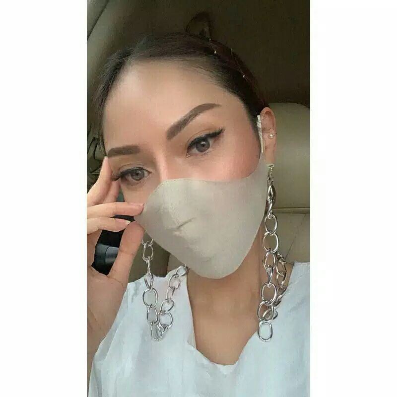 Kalung Gantungan masker Jumbo Rantai Silver