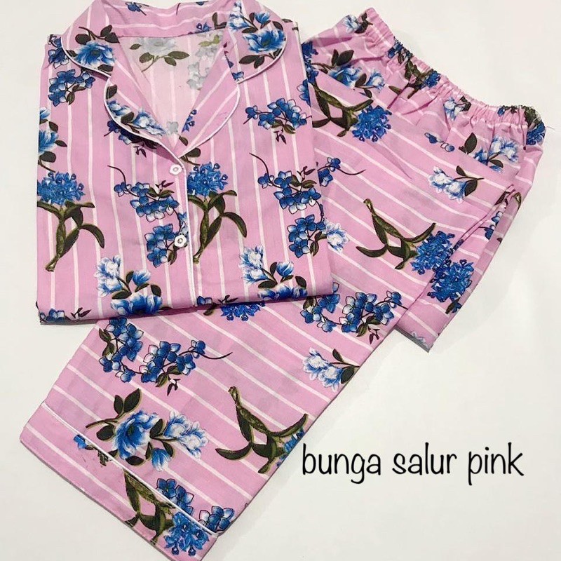 bajutidur piyama katun jepang motif bunga daun abstrak