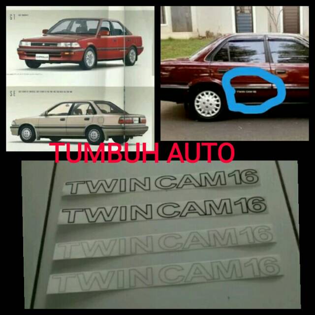 Sticker Stiker Striping List Tulisan TWINCAM 16 Corolla Twincam Great Soluna new corolla GT 2 Biji