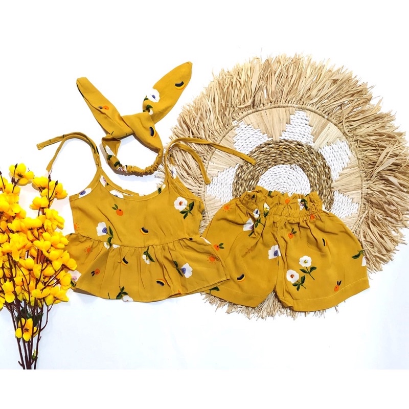 (SBY) HELGA SET RAYON FREE BANDANA/ BAJU SETELAN ANAK/ BAKU ANAK PEREMPUAN/ BAJU BAYI/ DASTER ANAK B