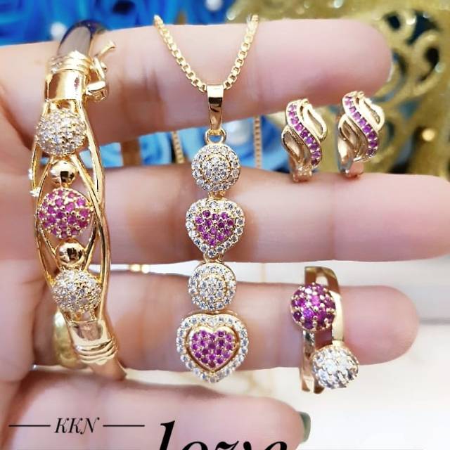 Xuping  set perhiasan lapis emas 24k 0445k