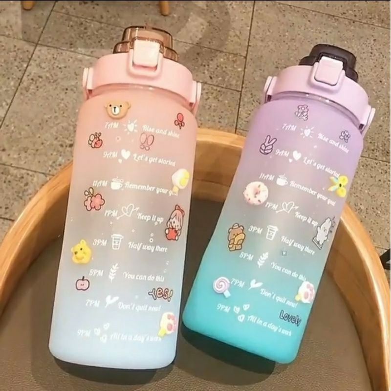 BOTOL MINUM PELANGI 2 (Botol Motivasi Warna Gradasi)/BOTOL 2L/BOTOL STIKER/BOTOL KEKINIAN