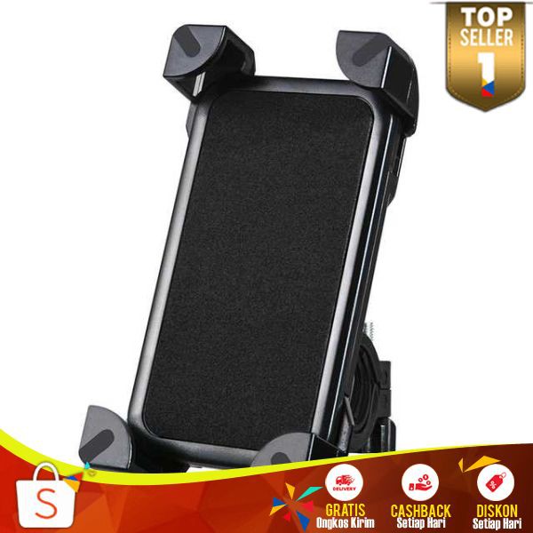 Rockbros Holder Sepeda Smartphone Rotasi 360 Derajat Penjepit Handphone Karet Aman Tdk Mudah Lepas