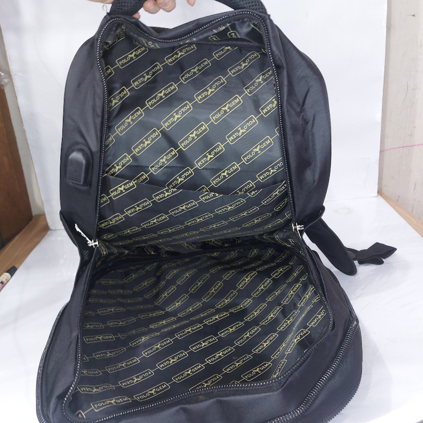 Tas Polo Gem 18 inchi EKSPANDING BESAR USB + KUNCI NOMOR ORI / Ransel Laptop Polo Gem 18&quot; / Tas DUKUNG PUNGGUNG Laptop Polo Gem TERMURAH BESAR / TAS SEKOLAH SD SMP SMA KERJA KULIAH/ TAS TRAVEL POLOGEM KANVAS JUMBO KUAT AWET TAHAN LAMA GRATIS JAS HUJAN ORI