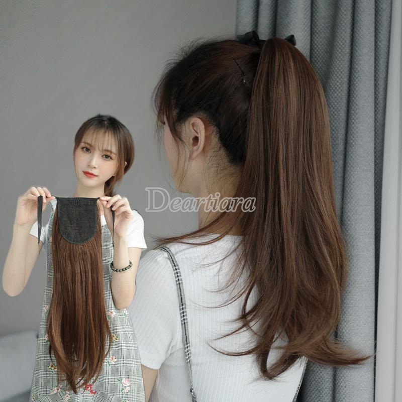 Wig / Rambut Palsu Wanita Model Ponytail Keriting Natural Invisible Panjang 45cm