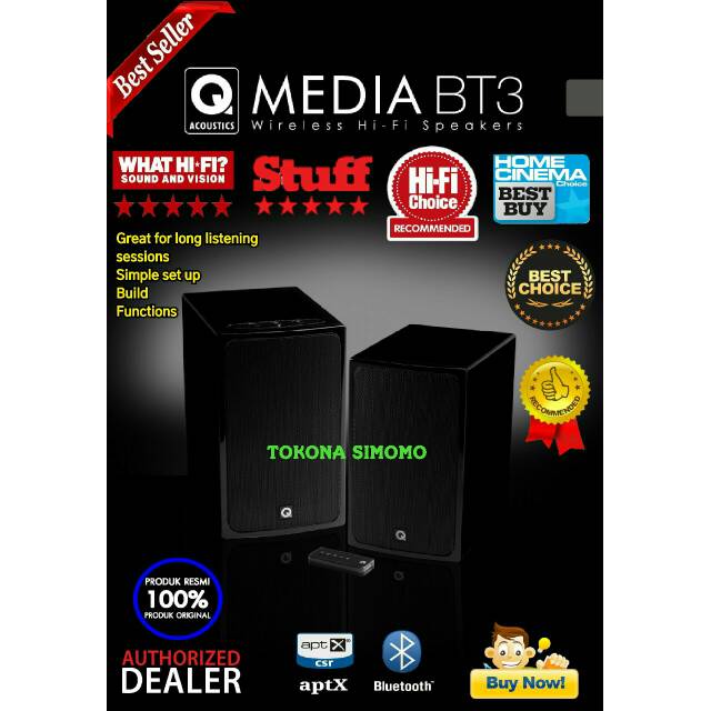 Q Acoustics BT3 / BT 3 Wireless Active Bookshelf Speakers Original