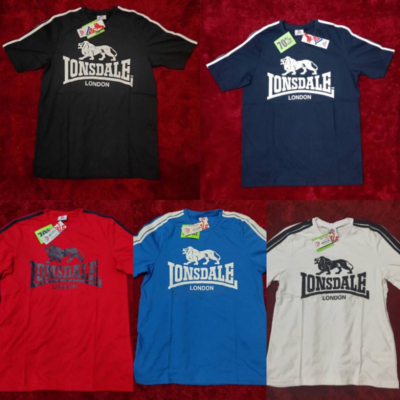 Lonsdale Logo 2 Stripe Tshirt Kaos Original