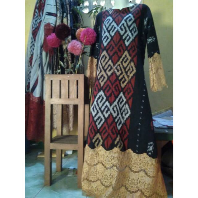 Gamis tenin halusan kombinasi brokat