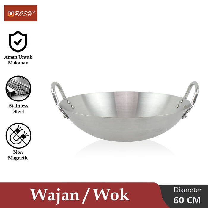 Wajan Stainless 60 cm Rosh Kuali Penggorengan Besar