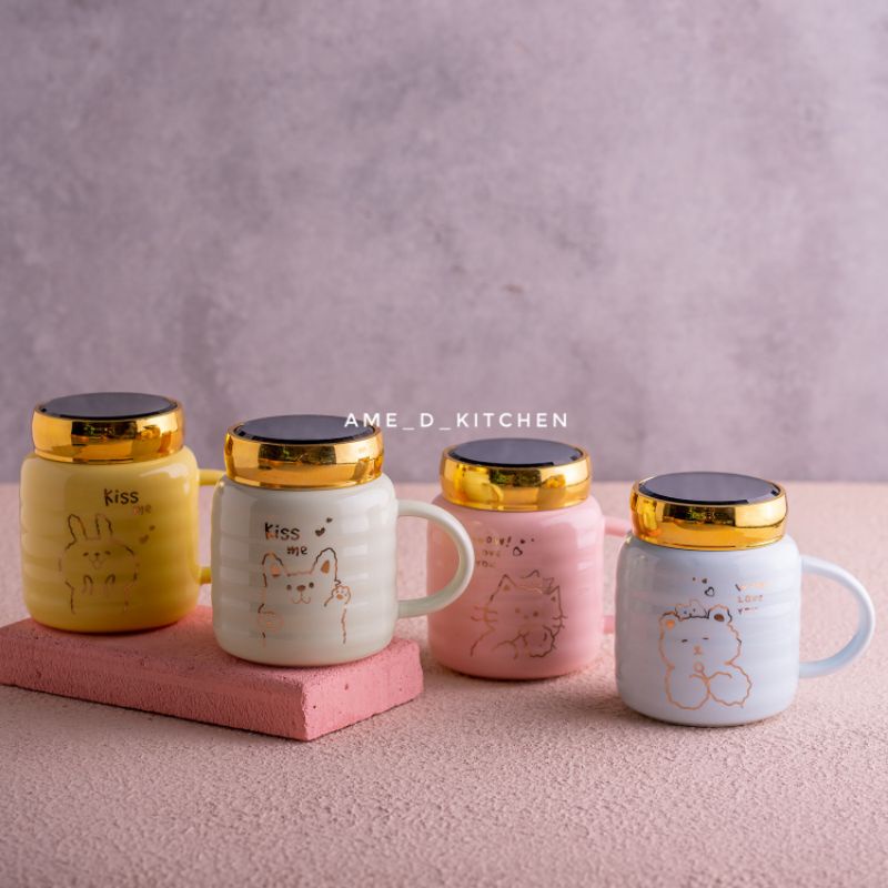 Mug keramik tutup putar honey pot with box YD-2112