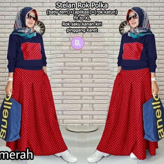 Fadila stelan muslim/baju muslim/baju atasan tunik/tunik/st rok polka/gl9208