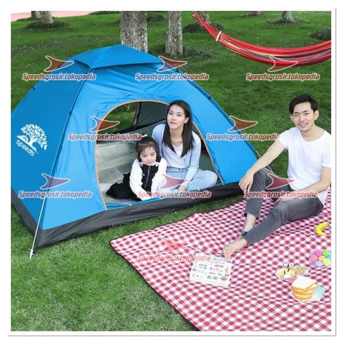 Tenda kemah camping INDOOR OUTDOOR (4 orang) speeds original LX 018 -2 - Biru