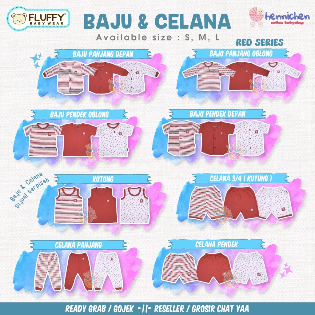 MOTIF BARU SETELAN PIYAMA ANAK FLUFFY STAR MERAH BAJU PENDEK BAJU PANJANG CELANA PENDEK CELANA PANJANG SETELAN KUTUNG 3PCS