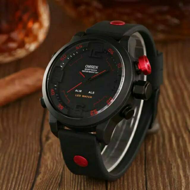 Jam Mens OHSEN Luxury Sport Waterproof Watch LED Digital Analog Quartz Wrist Watches