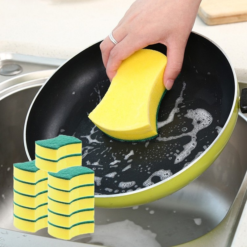 1Pcs Kitchen High Density Sponge Dishwash Wipe Fiber Scouring Pad/Bowl Pot Scouring Supplies Clean Rub Cleaning Tools