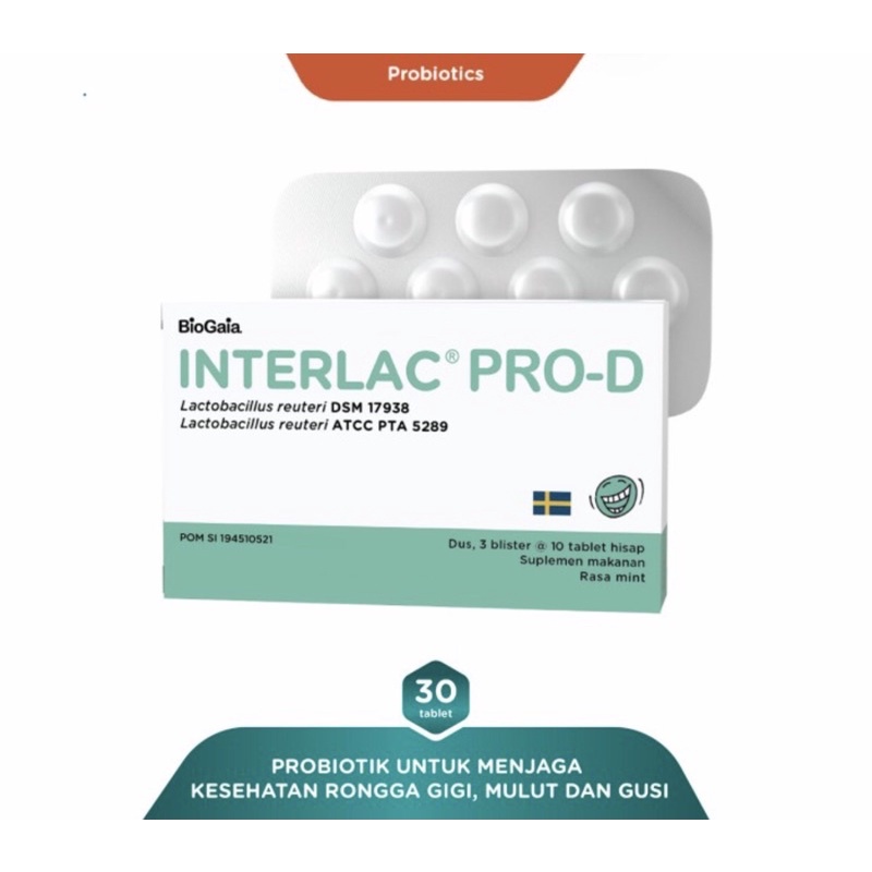 Interlac ProD lozenges box 30 tablet ( probiotik kesehatan mulut )