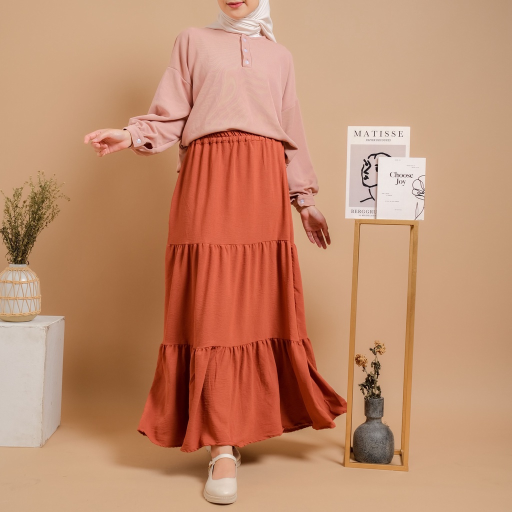 Mayoutfit Deinka Skirt / Rok Layer Wanita-Coral