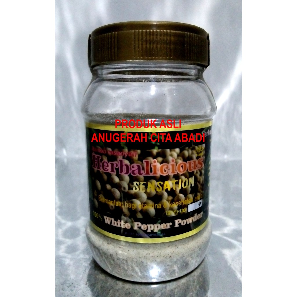 

Lada Putih Bubuk Herbalicious Sensation Pure White Pepper Powder 150gr/300gr Toples Plastik