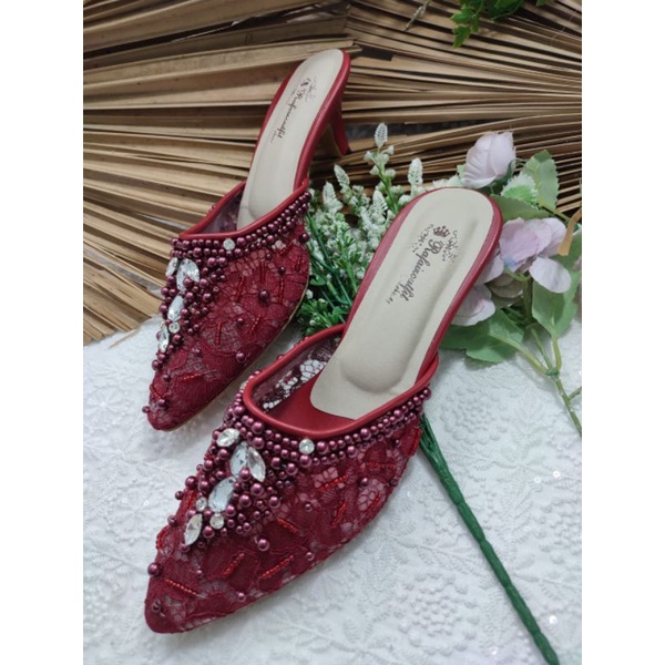 sepatu rafaizoutfit model Angela merah marron 5cm lanciip