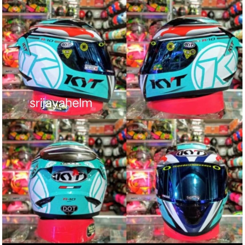 HELM KYT R10 AQUA MARIN PAKET GANTENGAN