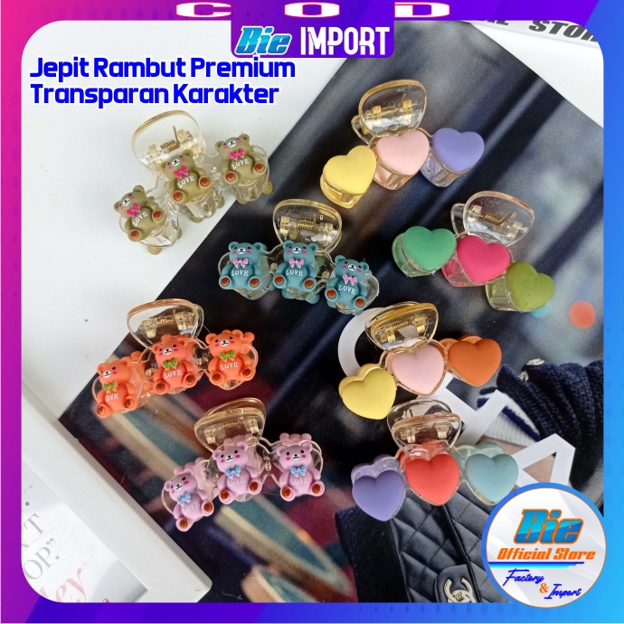 Jepit Rambut Transparan Karakter Premium impor Best Seller