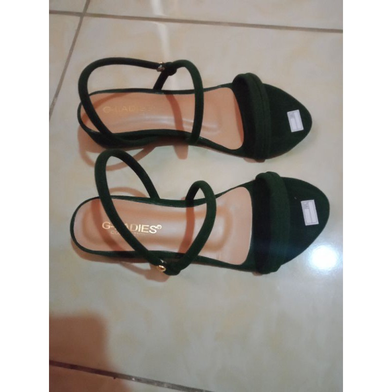 SANDAL wanita hak yoan hels 3cm tali silang teplek mona