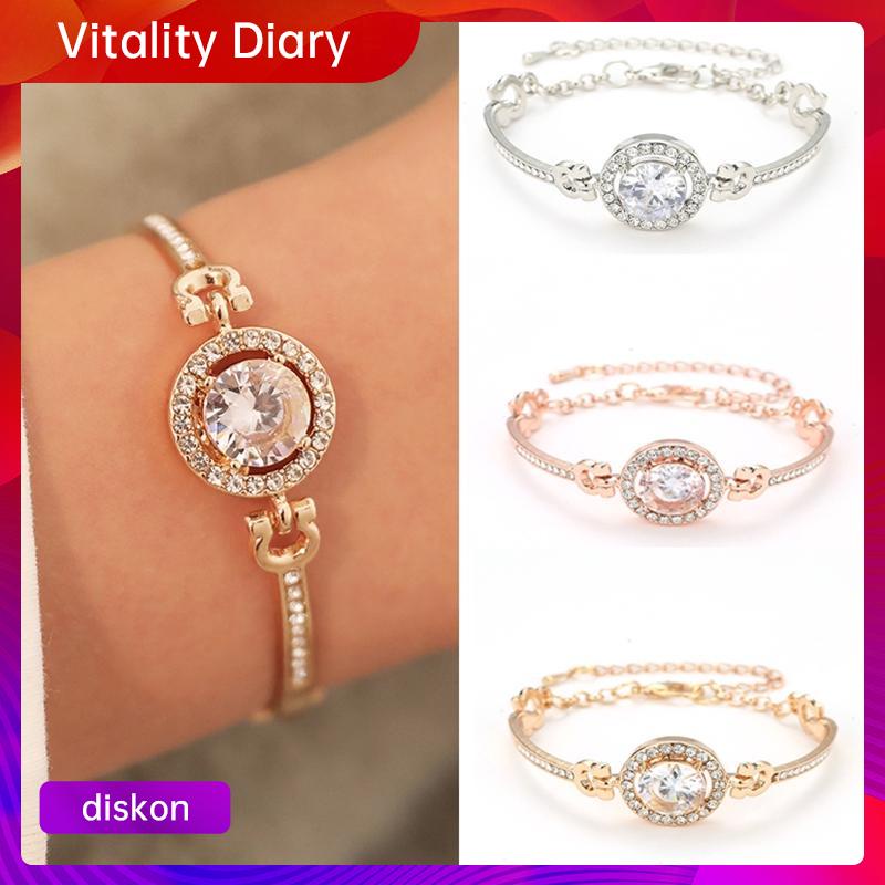 COD Gelang Titanium Emas Anti Karat Anti Luntur All-match Temperamen Sederhana Flash Gelang Berlian 