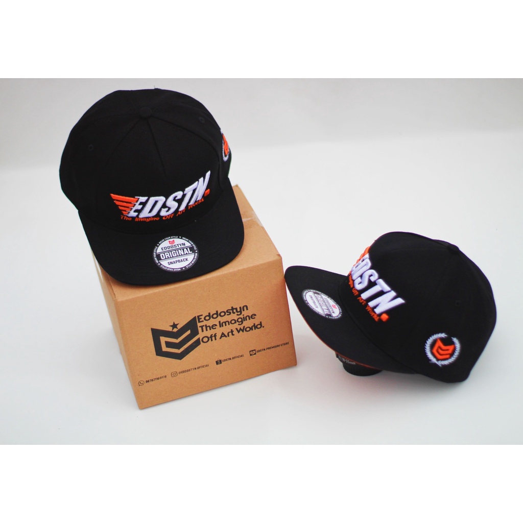 Topi Snapback hip hop Original Distro Premium Pria Dewasa Bordir Edstn Six Panel BDR ORANGE