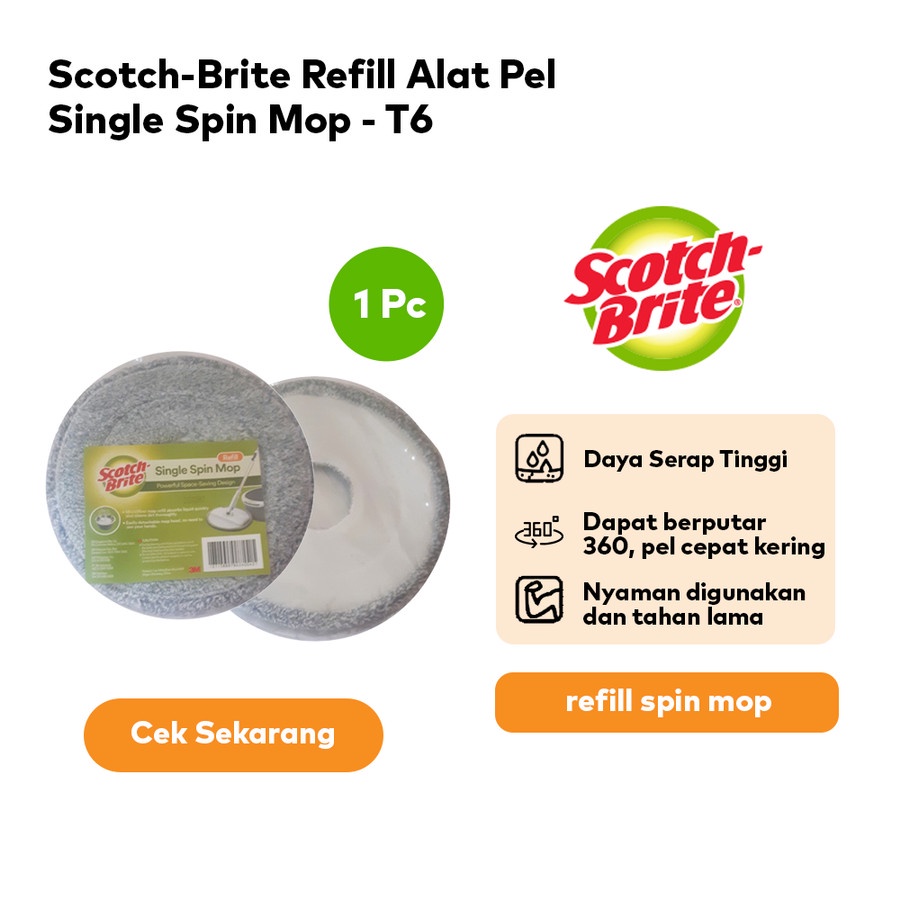 3M Scotch Brite Refill Pel Microfiber Single Spin Mop T6-SPINMOP-REFIL