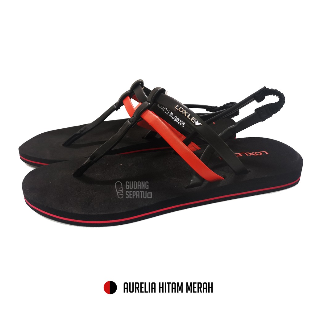 LOXLEY AURELIA - Sandal Wanita Black Red Size 37-40 Terjangkau Gratis Ongkir