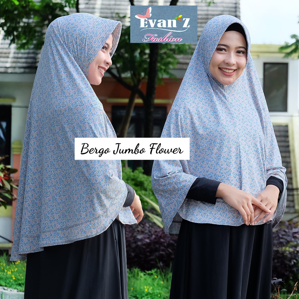 Evanz Hijab Jilbab Instan Bergo Lulu Motif Flower Jumbo