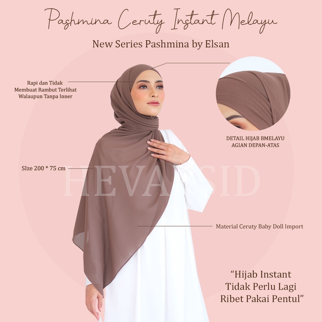 Pashmina Ceruty Instant Melayu Tali