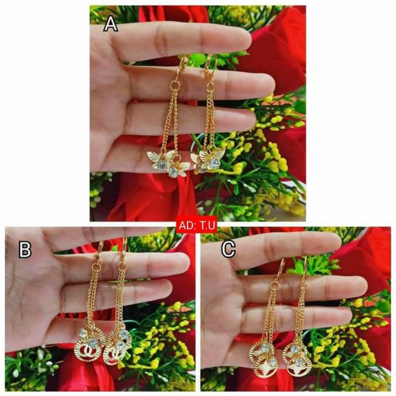 Anting Dewasa Jurai Permata Simple Fashionable Gold Perhiasan Wanita (COD)