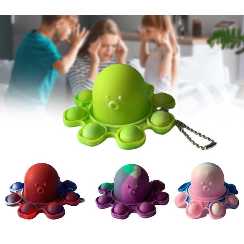 Laristerus79 Mainan gantungan POP IT GURITA octopus pop it bolak balik anti stres random warna