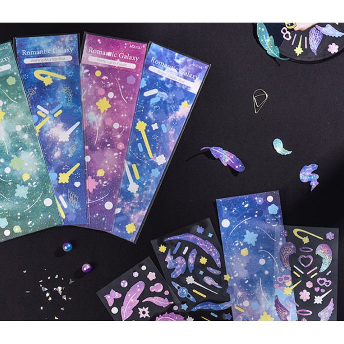 Stiker ROMANTIC GALAXY / Sticker untuk Buku Hitam tema GALAXY / Stiker DIY / Hiasan Scrap Book / Dekorasi Stiker Unik Cantik