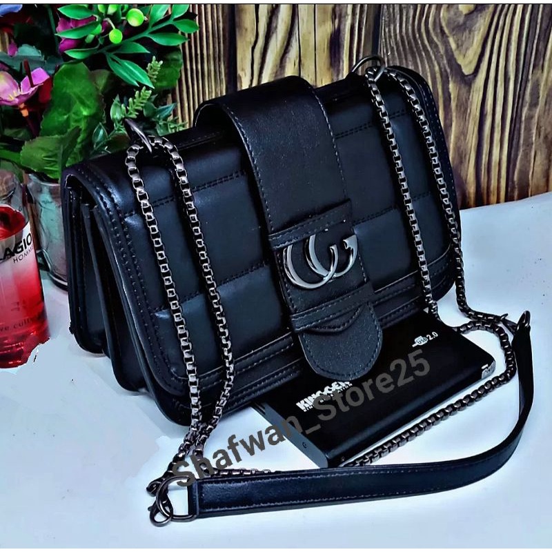 Tas Slempang Wanita Bordir Tahu Black/White Terbaru//Fashion Wanita//Fashion Kekinian//