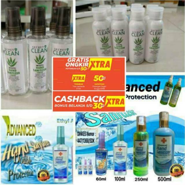 HAND SANITIZER ADVANCE &amp; SECRET CLEAN GEL &amp; CAIR 60ml &amp; 100ml ANTISEPTIK 70% ALKOHOL