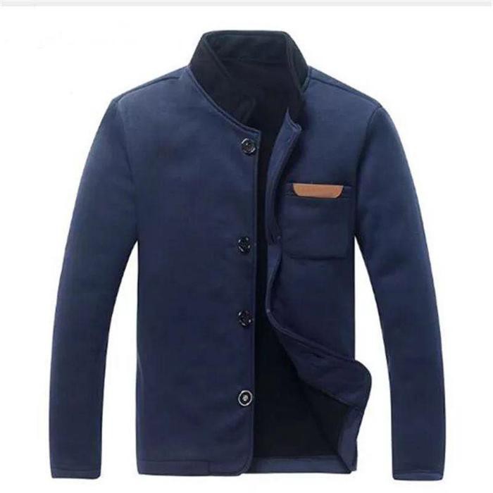 Kemeja Blazer Sweater Jas Casual Navy Fleece