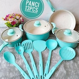 (COD) SET PANCI 13 PCS SET PANCI BIRU COOKWARE SET 13 PCS SUN GLASS