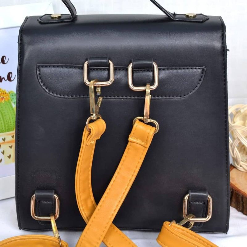 Tas Ransel Cincin Polos Kulit Jeruk Wanita Import 230-1