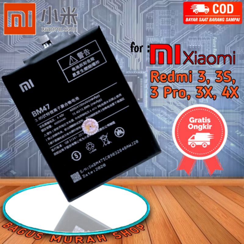 Batre battery baterai Original BM47 Redmi 3 BM 47 redmi 3S, 3 Pro, 3X, batu hp BM-47 redmi4X, 4X