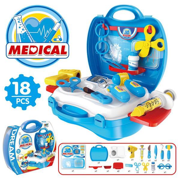 Mainan Anak Dokter Dokteran Koper Set Biru Dream Medical Isi 18 Pcs Shopee Indonesia