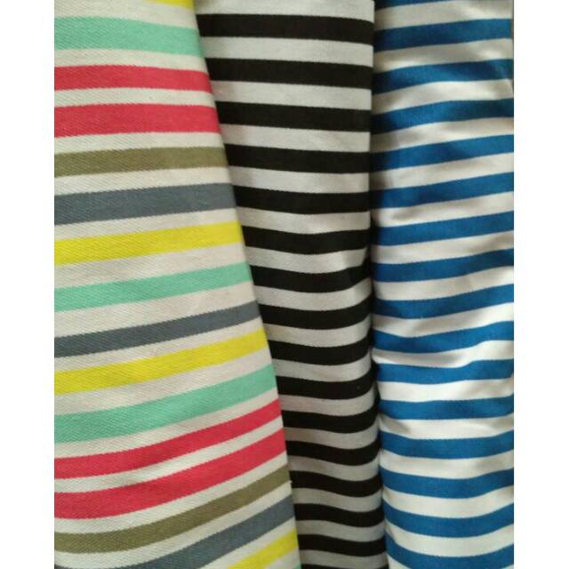 Bahan tas kain kanvas motif garis / salur merah / salur hijau / salur hitam / salur biru / pelangi
