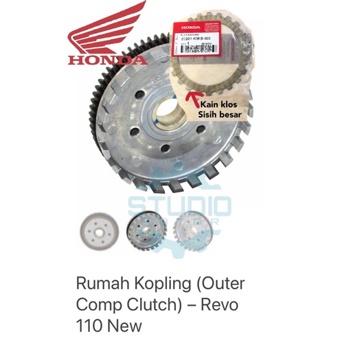 22110KWW741 Gigi Klos Besar Rumah Kopling Outer Comp Clutch Revo 110 New Revo Fi