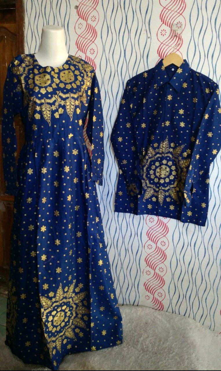 Couple Batik Terbaru Zaen Couple Keluarga Bisa Pisah New New New Motif Daun Bulat Biru