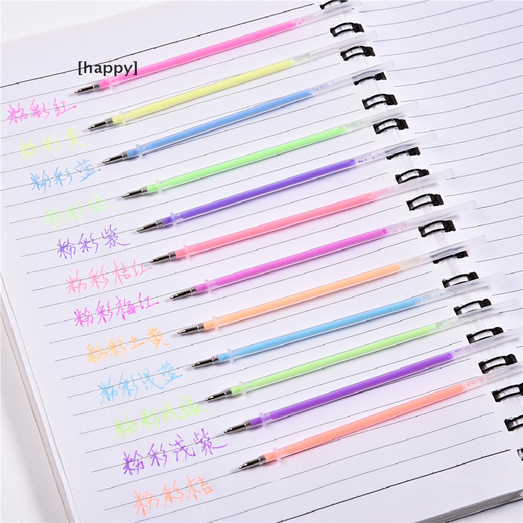 HA 48pcs Fluorescent Gel Ink Pen Refills Watercolor Brush Colorful Stationery Neon Set ID