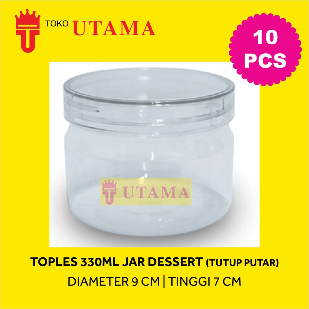 Toples 330ML Cantik Plastik Jar Dessert (tutup putar)