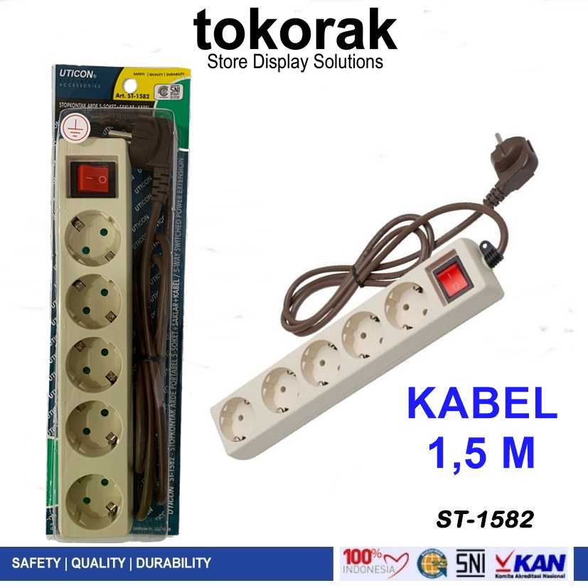 STOP KONTAK 5 LB ARDE + SAKLAR UTICON ST 1582 - COLOKAN EXTENTION