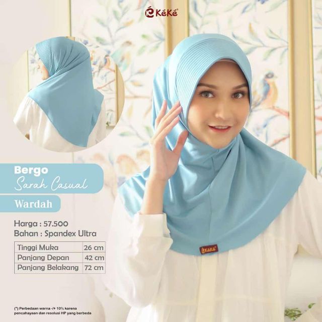 HIJAB BERGO WARNA WARDAH SARAH KASUAL BRAND KEKE ORI