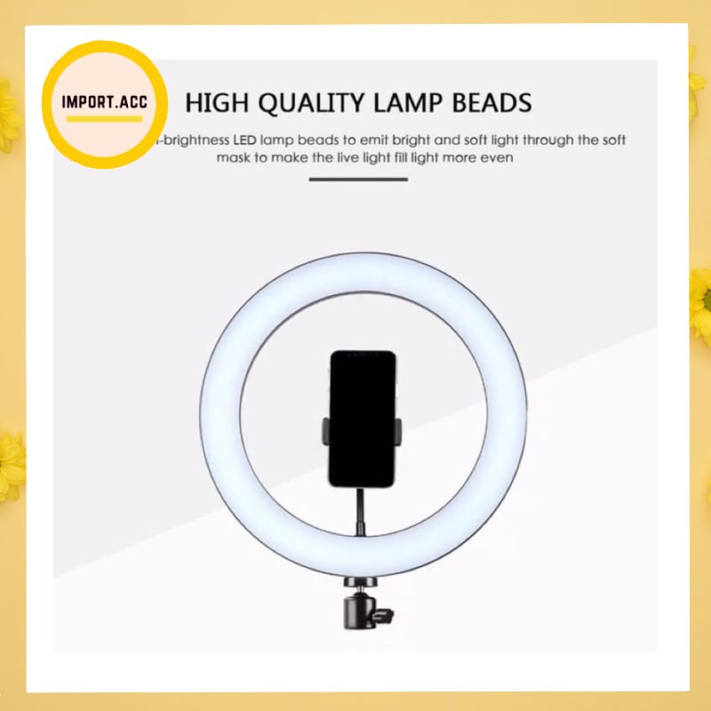 RING LIGHT BESAR/ Ring Light Selfie 26cm Midio 3Mode Dimmable with Ball Head for Camera